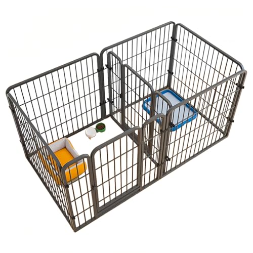 Robuster Metall-Haustier-Laufstall, Antikletter-Bissfeste Hundehütte, verstellbarer Indoor-Outdoor-Laufstall für kleine, mittelgroße Hunde Robuster Metall-Haustier-Laufstall, Antikletter-Bissfeste Hundehütte, verstellbarer Indoor-Outdoor-Laufstall für kleine, mittelgroße Hunde von Generisch