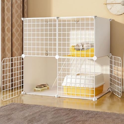 Robuster Metall-Katzenkäfig – DIY Haustier-Laufstall für Katzen, Kaninchen, Hamster und Meerschweinchen mit Zugang zur Tür (C1-75 x 39 x 73 cm) von Generisch
