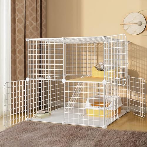 Robuster Metall-Katzenkäfig – DIY Haustier-Laufstall für Katzen, Kaninchen, Hamster und Meerschweinchen mit Zugang zur Tür (C6-75 x 75 x 73 cm) von Generisch