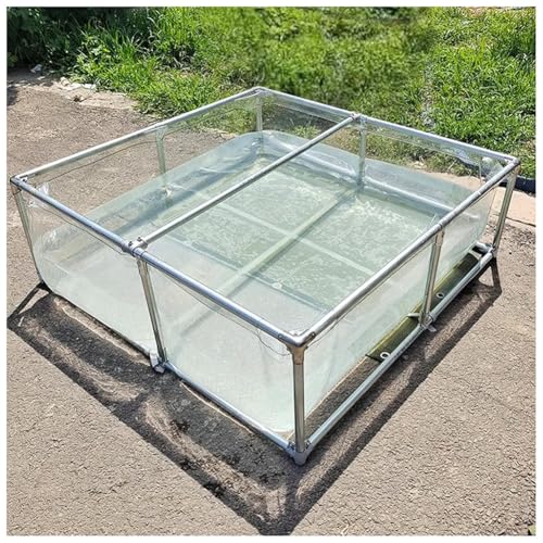 Robuster PVC-Teichtank mit klarem Sichtfenster und Ablassventil, Stahlrahmen oberirdisches Aquarium für Fischzucht und Garten-Display, einfache Montage von Generisch