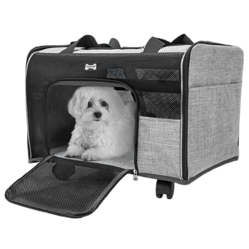 Rolling Pet Carrier, Rolling Cat Carrier | Tragbare Reisekiste für Haustier | Umhängetasche atmungsaktive Kapazitätsanwendung für Hundepuppen -Kätzchenausflugsfahrzeugbus U -Bahn U -Bahn von Generisch