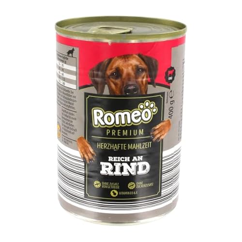 Romeo Premium Hunde-Nassfutter Rind, Herzhafte Mahlzeit 6 x 400 g von Generisch