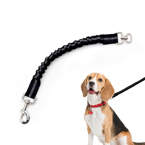 Generisch Ruckdämpfer Hund 45cm, Hundeleine Nylon mit Tiger Zahn Metallclip, Reflektierend Leinenverlängerung für zum Joggen, Radfahren, Spazierengehen von Generisch