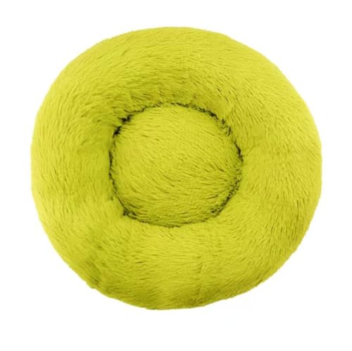 Rundes Plüsch-Haustierbett, mehrere Größen, 40–120 cm, weiches Donut-Kissen für Katzen und Hunde, rutschfeste Unterseite, mehrere Farben (Fruchtgrün, Durchmesser 50 x Höhe 26) von Generisch