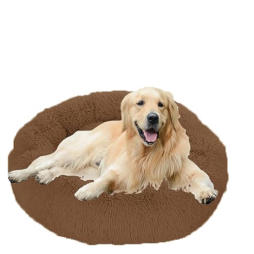 Rundes beruhigendes Hundesofa, waschbar, Nestkissen, Plüsch, Welpenbett, selbstwärmend, rutschfeste Unterseite, für große, mittelgroße und kleine Hunde, 130 cm, Khaki Rundes beruhigendes Hundesofa, waschbar, Nestkissen, Plüsch, Welpenbett, selbstwärmend, rutschfeste Unterseite, für große, mittelgroße und kleine Hunde, 130 cm, Khaki von Generisch