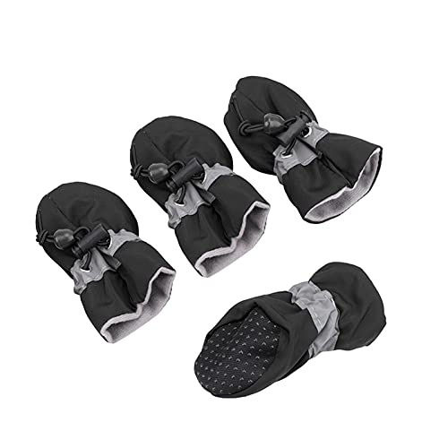 Rutschfeste Welpenschuhe, 4 Stück, weiche Sohlen, Hundeschuhe mit verstellbarem Kordelzug, wasserdichte Hundestiefel, Haustierpfotenschutz für kleine, mittelgroße Haustiere von Generisch
