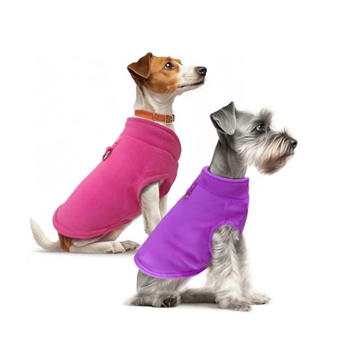 Sahunfri Hundepullover für Katzen und Kleine Hunde, Warmer Fleecepullover, Winterjacke Mit Leine (Aqua+Grün, XL) (Rose+Purple, L) von Sahunfri