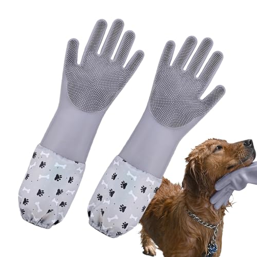 Sanfte Fellpflege-Handschuhe, multifunktionale Haustier-Pflegehandschuhe, Badeshampoo Hundebürstenhandschuhe, Silikon-Haustierpflege-Handschuhe: vielseitige Anti-Rutsch-Bad- und Reinigungshandschuhe von Generisch
