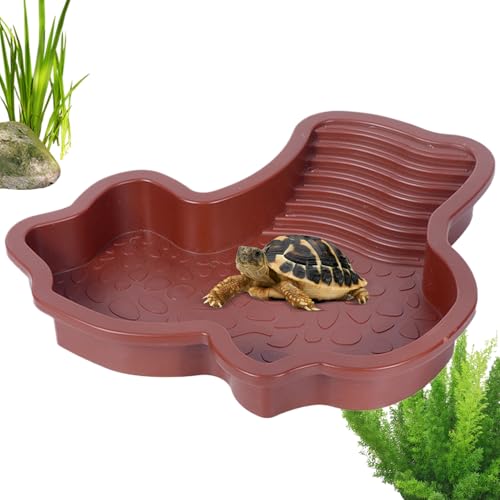 Schildkröten Pool - Wasserschale Für Wasserschildkröten Mit Einstiegsrampe | Badebecken Mit Sonnenterrasse & Futternapf Für Amphibien, Frösche, Bartagamen Und Geckos von Generisch
