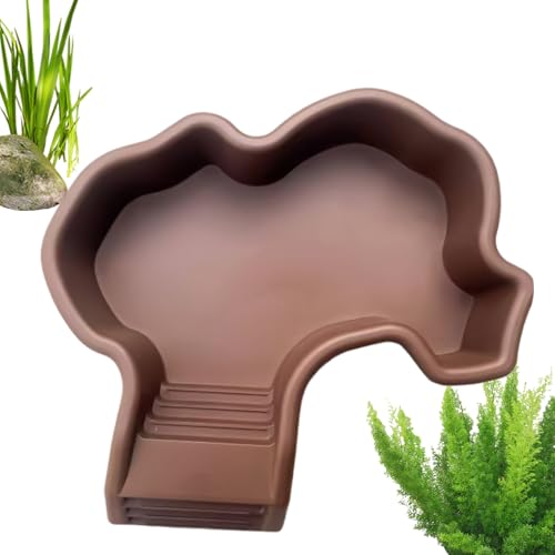 Schildkröten-Wasserschale, Schildkröten-Wasserbecken mit Rampe, Dekoration, Landschaftsbau, Aquarium-Ornament für Einsiedlerkrebse, , Bartagame, Schlange, 35 x 31 x 7 cm von Generisch