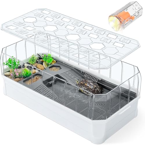 Schildkrötenaquarium mit Sonnendeck und abnehmbarem transparentem Zaun, 5 Funktionsbereiche für Korb, Fütterung, Aufzucht, Überwinterung und Schwimmen Schildkrötenaquarium mit Sonnendeck und abnehmbarem transparentem Zaun, 5 Funktionsbereiche für Korb, Fütterung, Aufzucht, Überwinterung und Schwimmen von Generisch