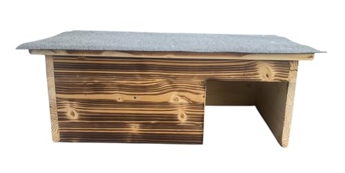 Schildkrötenhaus für Garten, 60 x 40 x 22 cm, geflammt Dachpappe, Dachisolierung Windfgang Gratis Heu und Stroh von Generisch