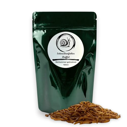 Schneckenfutter-Buffet Mehlwürmer Getrocknet, Naturfutter für Schnecken, Asseln, Eidechsen, Schildkröten, Hamster, Mäuse und Vögel, 100ml/200ml/400ml, Proteinreich, Achatschneckenfutter (100ml) von Generisch