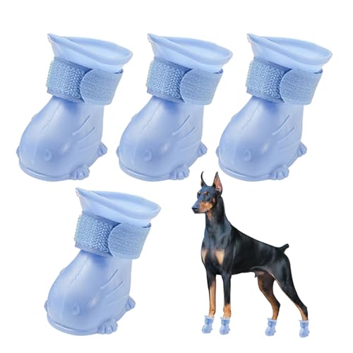 Schneehundestiefel – rutschfeste Schuhe, Pfotenschutz | Verstellbare, Weiche Winter-Hundestiefel, 4er-Set, Praktische Schuhe Für Welpen Und Kleine Hunde von Generisch