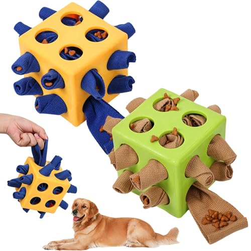 Schnüffelball für Hunde, Intelligenzspielzeug für Hundes Hundespielzeug Ball, Tragbarer Würfel Spielzeug Hund Schnüffelspielzeug für Kleine Mittelgroße Hundes Haustier (Grün + Gelb) von Generisch
