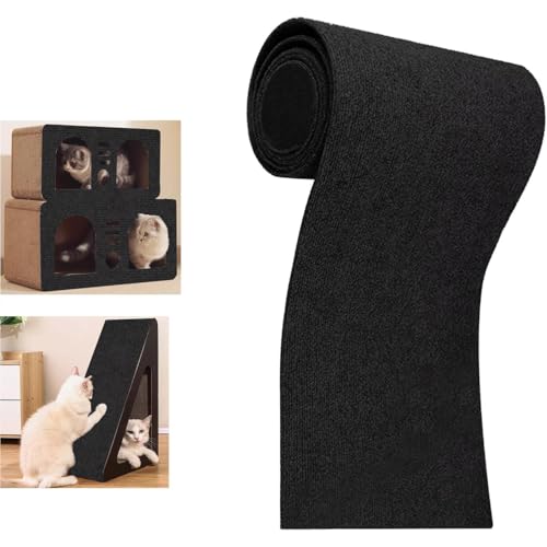 Selbstklebend Kratzteppich Katze,Zuschneidbare Kratzmatte als Kratzwand, Kratzbrett & Kratzschutz,für Sofa, Wand & Möbel,für Zuhause(Schwarz, 40*200cm) von Generisch