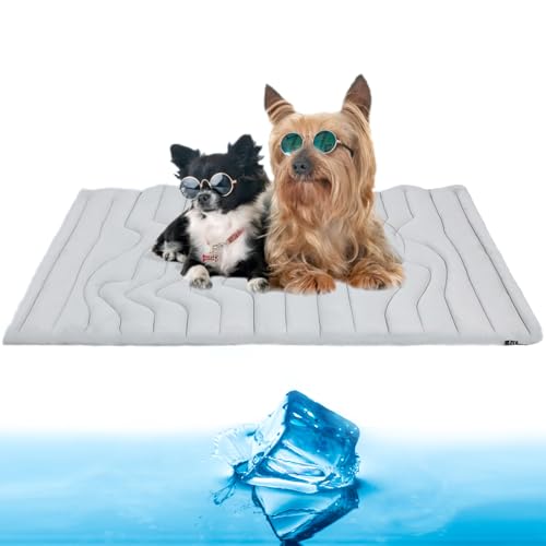 Selbstkühlende Hundematte Sommer, Pfotenchill Kühlmatte Hund Katze, Innovative Cooling Mat für Haustiere, Arc-Chill Kühltechnologie, Maschinenwaschbar, Tragbare Matte,Auto Sofa (Grau, 150×102cm) von Generisch