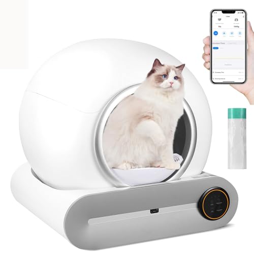 Selbstreinigende Katzentoilette, 65 l große Kapazität, automatische Katzentoilette, APP-Steuerung, Sicherheitsschutz für mehrere Katzen von Generisch