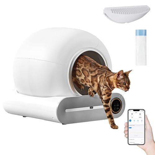 Selbstreinigende Katzentoilette, Infrarot-Detektor & Gewichtssensoren, Automatische Geruchsentfernung, 65L+9L Große Kapazität, Selbstreinigend für Mehrere Katzen von Generisch