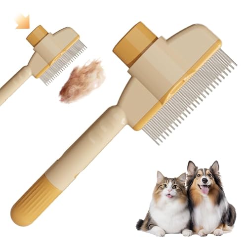 Selbstreinigender Flohkamm Für Haustiere, Flohkamm Für Katzen, Katzenkamm, Katze Hund Flohkamm, Katzenkamm Massagekamm, Haarkamm Für Katzenhaare Mit Entriegelungsknopf, Hundekamm, Flohkamm (Gelb) von Generisch
