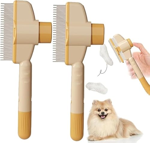 Selbstreinigender Flohkamm Für Haustiere, Flohkamm Für Katzen, Katzenkamm, Katze Hund Flohkamm, Katzenkamm Massagekamm, Haarkamm Für Katzenhaare Mit Entriegelungsknopf, Hundekamm, Flohkamm (Gelb+Gelb) Selbstreinigender Flohkamm Für Haustiere, Flohkamm Für Katzen, Katzenkamm, Katze Hund Flohkamm, Katzenkamm Massagekamm, Haarkamm Für Katzenhaare Mit Entriegelungsknopf, Hundekamm, Flohkamm (Gelb+Gelb) von Generisch