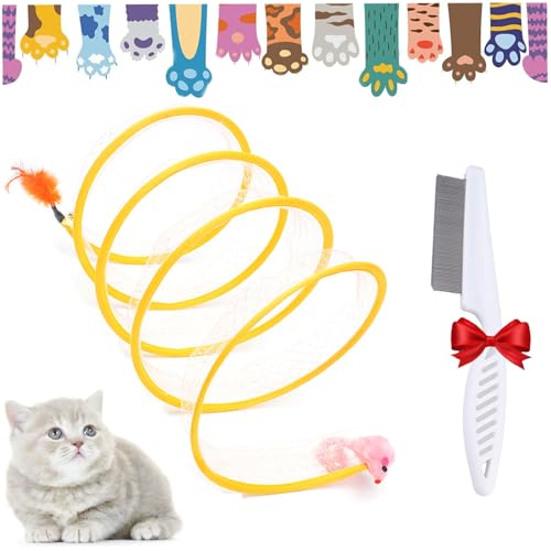 Selbstspielendes Katzenjagd-Spiraltunnelspielzeug, Tunnelartige Spirale Für Katzen, Spiraltunnel-Selbstspielkatzenspielzeug (Rosa Maus) von Generisch