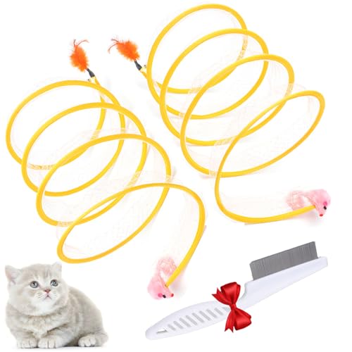 Selbstspielendes Katzenjagd-Spiraltunnelspielzeug, Tunnelartige Spirale Für Katzen, Spiraltunnel-Selbstspielkatzenspielzeug (Rosa Maus *2) von Generisch