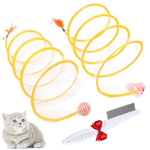 Selbstspielendes Katzenjagd-Spiraltunnelspielzeug, Tunnelartige Spirale Für Katzen, Spiraltunnel-Selbstspielkatzenspielzeug (Sisalball+Rosa Maus) von Generisch