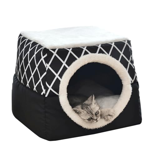 Selbstwärmendes Katzenbett Höhle 2-in-1 Faltbares Hundekissen Bett Weich Bequem Ganzjahreswaschbar Katzenbett Matte Indoor Katzen Hunde Haus Mit Kissen von Generisch