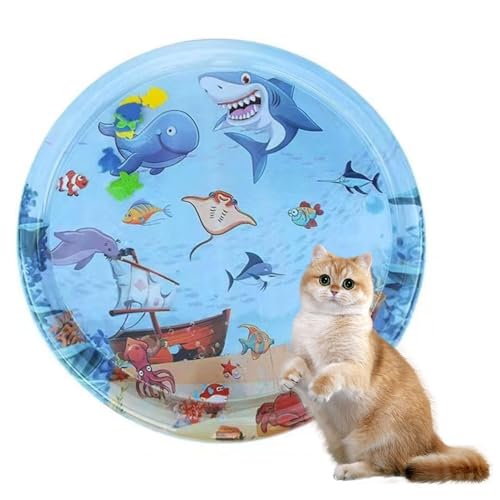 Φ100cm Sensorische Wassermatte Katze,Wassermatte Für Katzen Im Sommer,Wassersensorische Spielmatte,Verdickte 55 Seide Spielwasser-Sensormatte Für Kleine Hunde Und Katzen von Generisch