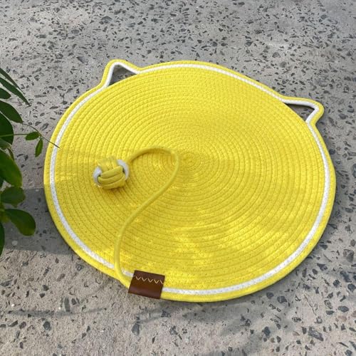 Sicheres Material, Katzenkratzmatte, natürliches Baumwollseil, Katzenkratzkissen, rund, horizontale Boden-Katzenkratzpads, Katzenliegematte, 3-in-1-Kühlkissen, glückliches Spielzeug für Katzen (Gelb, Sicheres Material, Katzenkratzmatte, natürliches Baumwollseil, Katzenkratzkissen, rund, horizontale Boden-Katzenkratzpads, Katzenliegematte, 3-in-1-Kühlkissen, glückliches Spielzeug für Katzen (Gelb, von Generisch