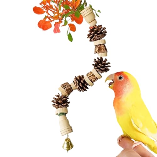 Sittichspielzeug, Ananas-Nuss Nagetoy für Vögel, Kletter- Und Nagelholz Kiefernzapfen Spielzeug Schnur, Käfigzubehör Für Papageien, Sittiche, Nymphensittiche, Unzertrennliche, Finken von Generisch