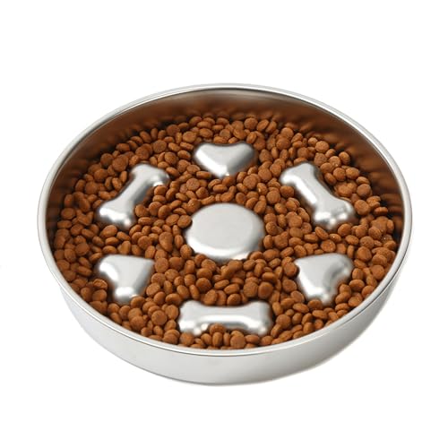 Slow Feeder Hundenapf | Edelstahl Slow Feeder Einsatz | Hundenapf für langsames Fressen | Slow Feeder, Metall Hundenapf | Haustier Edelstahl Slow Feed Bowl für Hunde oder Katzen, verlangsamt das von Generisch