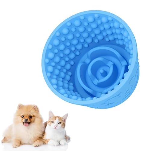 Slow Feeder Hundenapf Silikon Rutschfest Lick Freeze Bowl für Kleine Mittlere Große Hunde Anti-Ersticken und Angstlinderung Welpen Leckmatte Leckmatte Lecken Spender für alle Hundegrößen (Blau) von Generisch