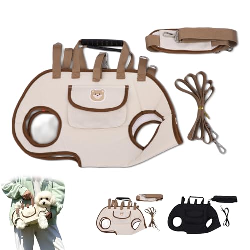 Snuggle Sling Dog Carrier, Dog Lift Harness Carrier, Adjustable Pet Backpack, Adjustable Breathable Vest Straps, Suitable for Dogs of Different Weights (Beige,S) von Generisch