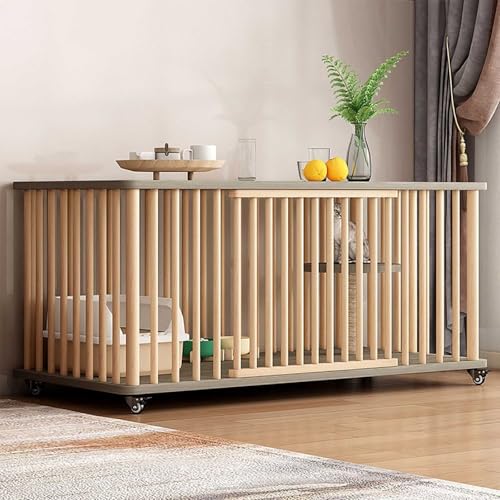 Solid Wood Cat Cage - Indoor Cat House with Door and 360° Rotating Casters, Breathable and Comfortable Pet Enclosure von Generisch