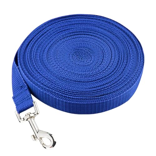 Solide Hundeleine für große Hunde, Welpen, Spazierengehen, Training, Nylonseil, lange Leinen (Blau, 15 m x 2 cm) von Generisch