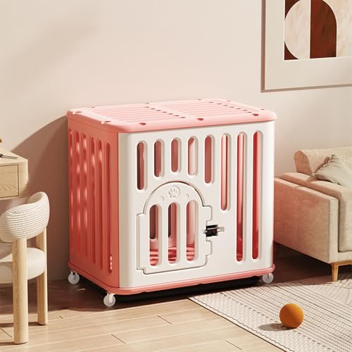 Stabiler Haustier-Hundekäfig aus PE-Kunststoff mit Rollen, ausbruchsicheres Schloss und leicht zu reinigende Ablage für kleine bis mittelgroße Hunde, ideal für Zuhause oder auf Reisen Stabiler Haustier-Hundekäfig aus PE-Kunststoff mit Rollen, ausbruchsicheres Schloss und leicht zu reinigende Ablage für kleine bis mittelgroße Hunde, ideal für Zuhause oder auf Reisen von Generisch