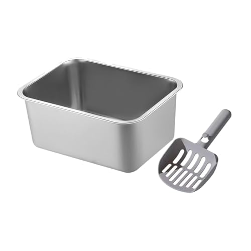 Stainless Steel Cat Litter Tray, Large 40 x 30 x 15 cm, Odor-Free & Stain-Free Metal Tray for Kittens, Rabbits, and Small Pets - Durable & Easy to Clean Stainless Steel Cat Litter Tray, Large 40 x 30 x 15 cm, Odor-Free & Stain-Free Metal Tray for Kittens, Rabbits, and Small Pets - Durable & Easy to Clean von Generisch