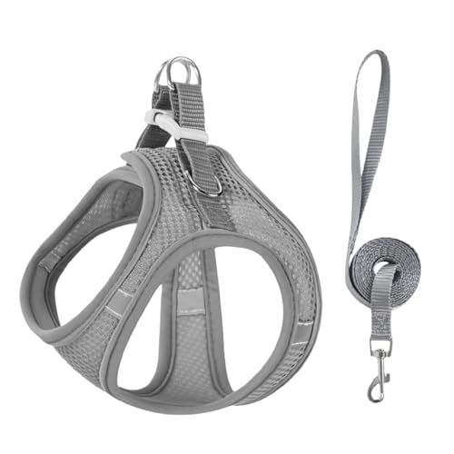 Stimuli Cat Harness Design for Outdoor Cats, Stimulicat Harness Adjustable Soft Mesh Vest with Reflective Safety Strips, Side-Through No-Pull Design (Gray,XXXS (1-3 catties)) von Generisch