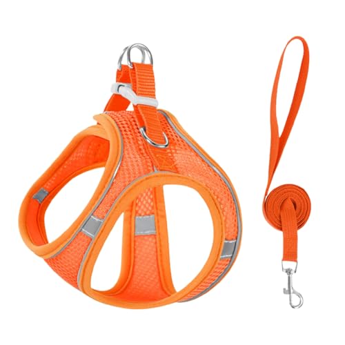 Stimuli Cat Harness Design for Outdoor Cats, Stimulicat Harness Adjustable Soft Mesh Vest with Reflective Safety Strips, Side-Through No-Pull Design (Orange A,XXS Size (4-6 catties)) von Generisch