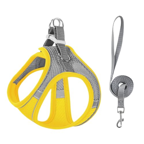 Stimuli Cat Harness Design for Outdoor Cats, Stimulicat Harness Adjustable Soft Mesh Vest with Reflective Safety Strips, Side-Through No-Pull Design (Yellow,XS Size (7-9 catties)) von Generisch