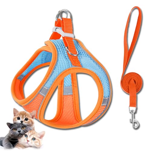 Stimuli Cat Harness Design for Outdoor Cats,Stimuli Cat Explorer Harness,Stimulicat Harness Adjustable Soft Mesh Vest with Reflective Safety Strips,Allowing Cats to Safe and Stress-Free (F,XS) von Generisch