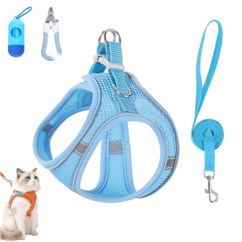 Stimulicat Cat Harness, Stimuli Cat Harness Design for Outdoor Cats, Soft Breathable Mesh Vest with Reflective Safety Strips, Adjustable and Escape Proo (Blue,XXXS) von Generisch