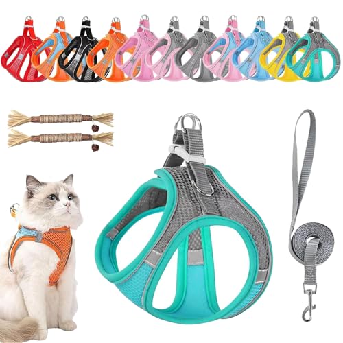 Stimulicat Cat Harness, Stimuli Cat Harness and Leash Set Escape Proof, Adjustable Soft Mesh Pet Vests with Reflective Safety Strips, Anti-Strangulation, Anti-Pull (#7,XXS) von Generisch