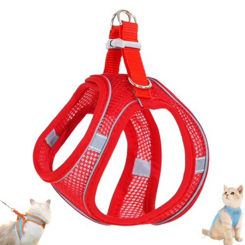 Stimulicat Cat Harness and Leash Set, Stimuli Cat Explorer Harness Design for Outdoor Cats, Soft Breathable Cats Leash Easy to Wear, with Reflective Safety Strips (Red Without Rope,XXXS) von Generisch