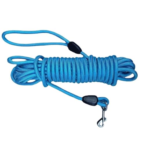 Strapazierfähige Nylon-Hundeleine, 5 m/10 m/15 m, ideal für Rückruf- und Agility-Training, maßgeschneidert, geeignet für mittelgroße bis große Hunde (Blau, 15 m) von Generisch