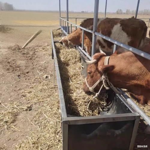 Strapazierfähiger Futtertrog aus verzinktem Stahl mit Ständer, langlebige Ergänzungsschale für Rinder, Ziegen, Schweine, Pferde, Kälber, Outdoor-Fütterung von Generisch