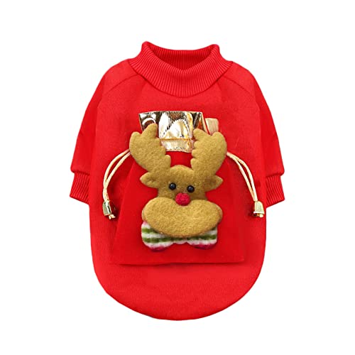 Strickpullover für Hunde Haustier Weihnachten gedruckt Geweih Pullover Pullover niedlich Herbst Winter Mantel Cartoon Druck Segen Tasche Hunde Shirts weich Haustier Weihnachten (Red #2, XXL) von Generisch
