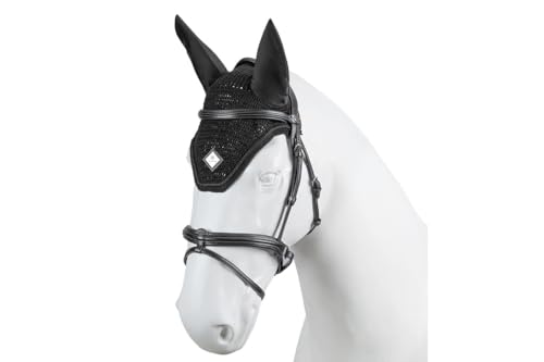 TORPOL Pferde Ohrenhaube aus Baumwolle – Fliegenohren Ohrenschutz für Pferd & Pony, Handgehäkelt, Verschiedene Größen & Farben, atmungsaktiv & Insektenschutz (Black, X-Full) von Generisch